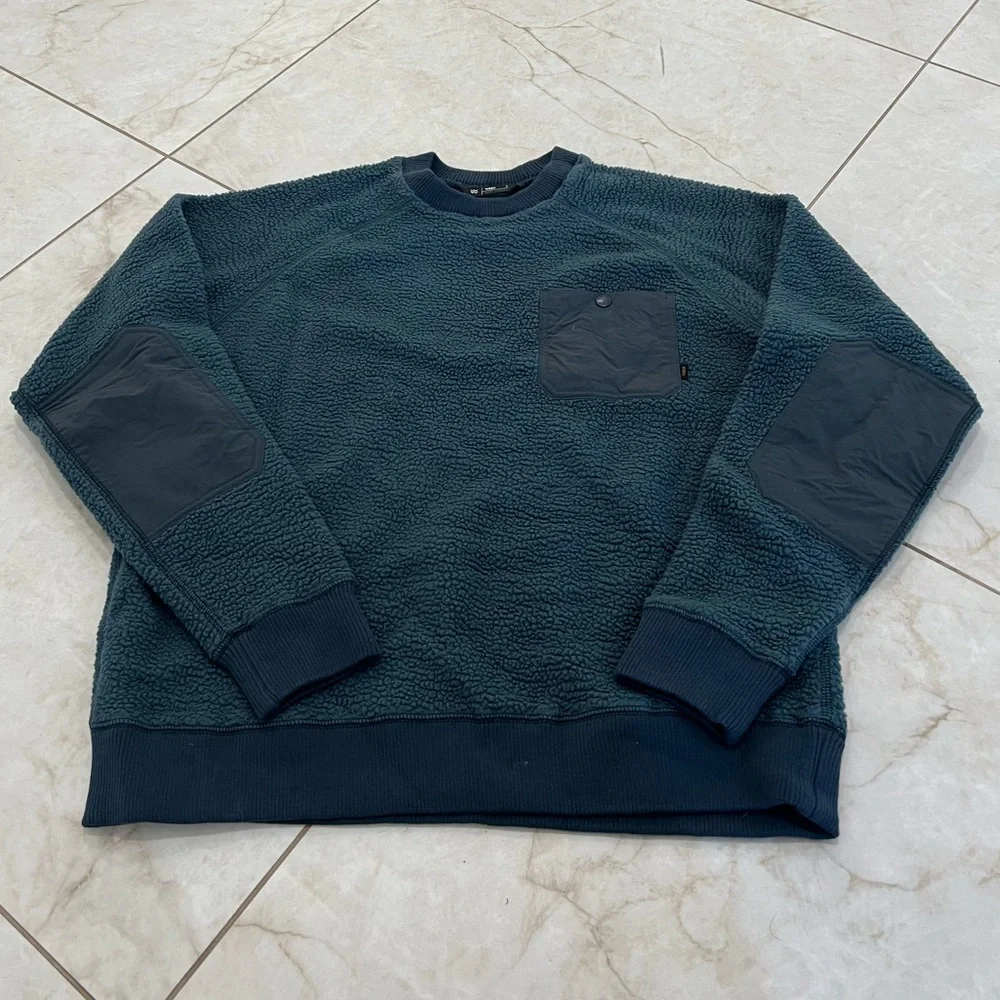 Wren Blue Sherpa Crewneck Sweatshirt Size Large